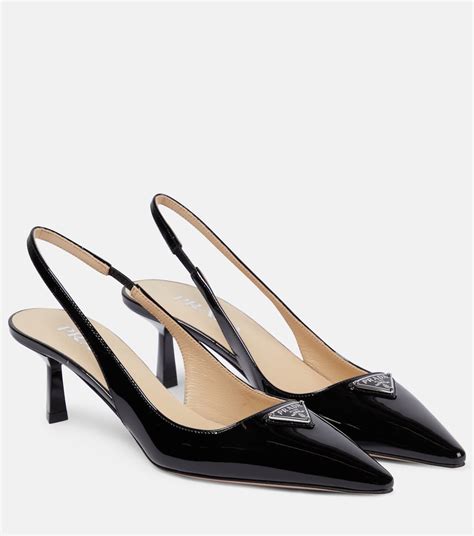 prada logo slingback|prada slingback kitten heel.